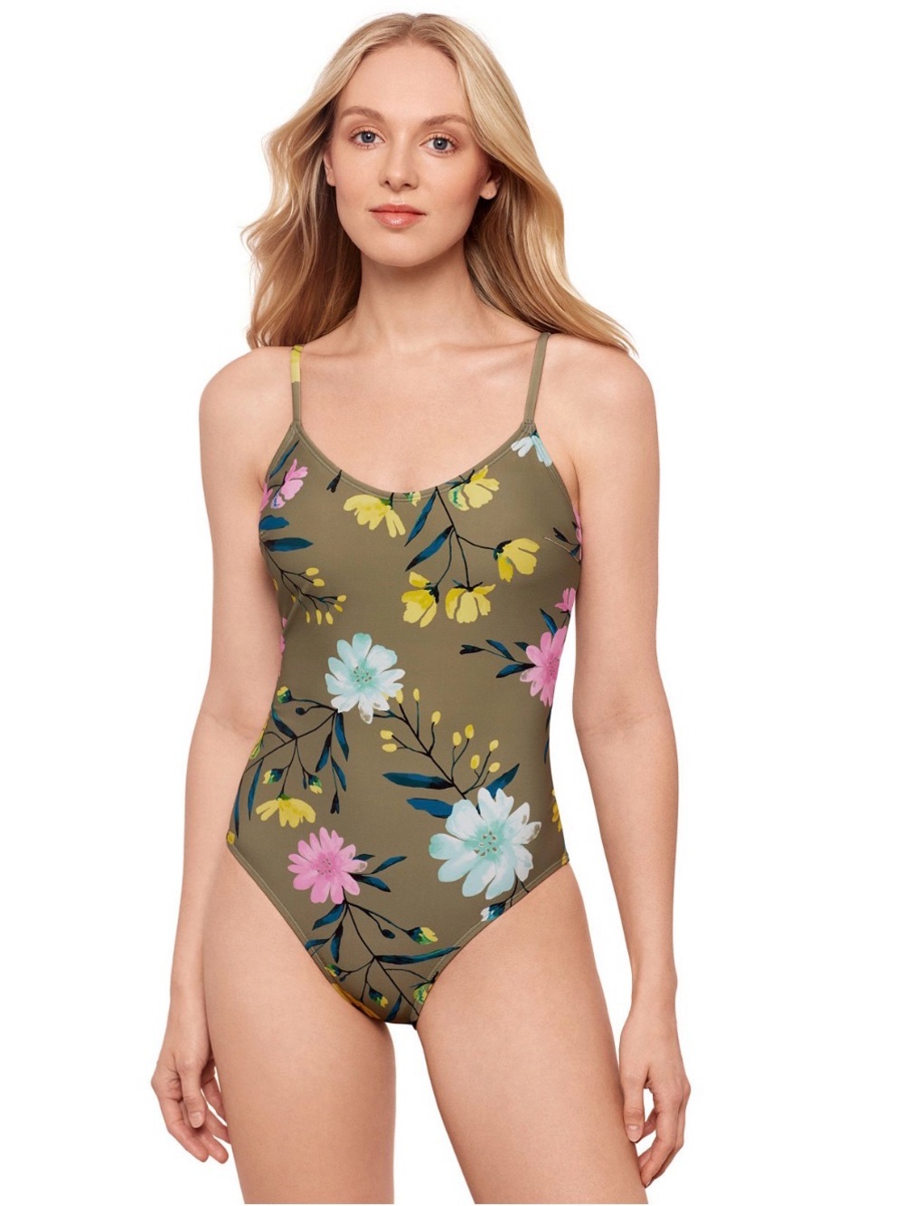 Salt+Cove Juniors Floral Print One-Piece Swimsuit - Sage Green